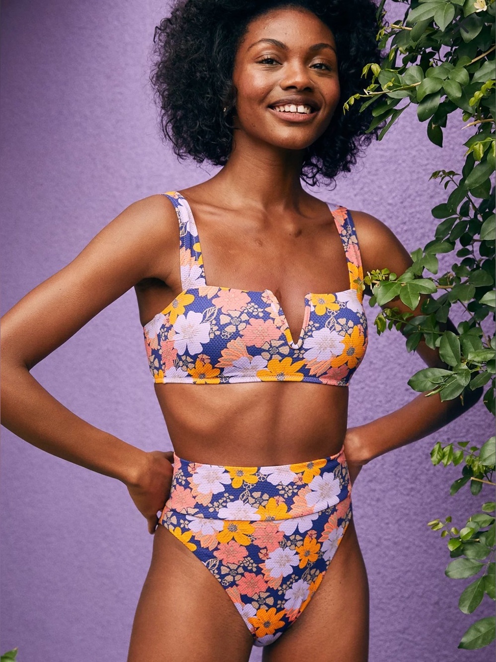 Aerie bandeau floral bikini set